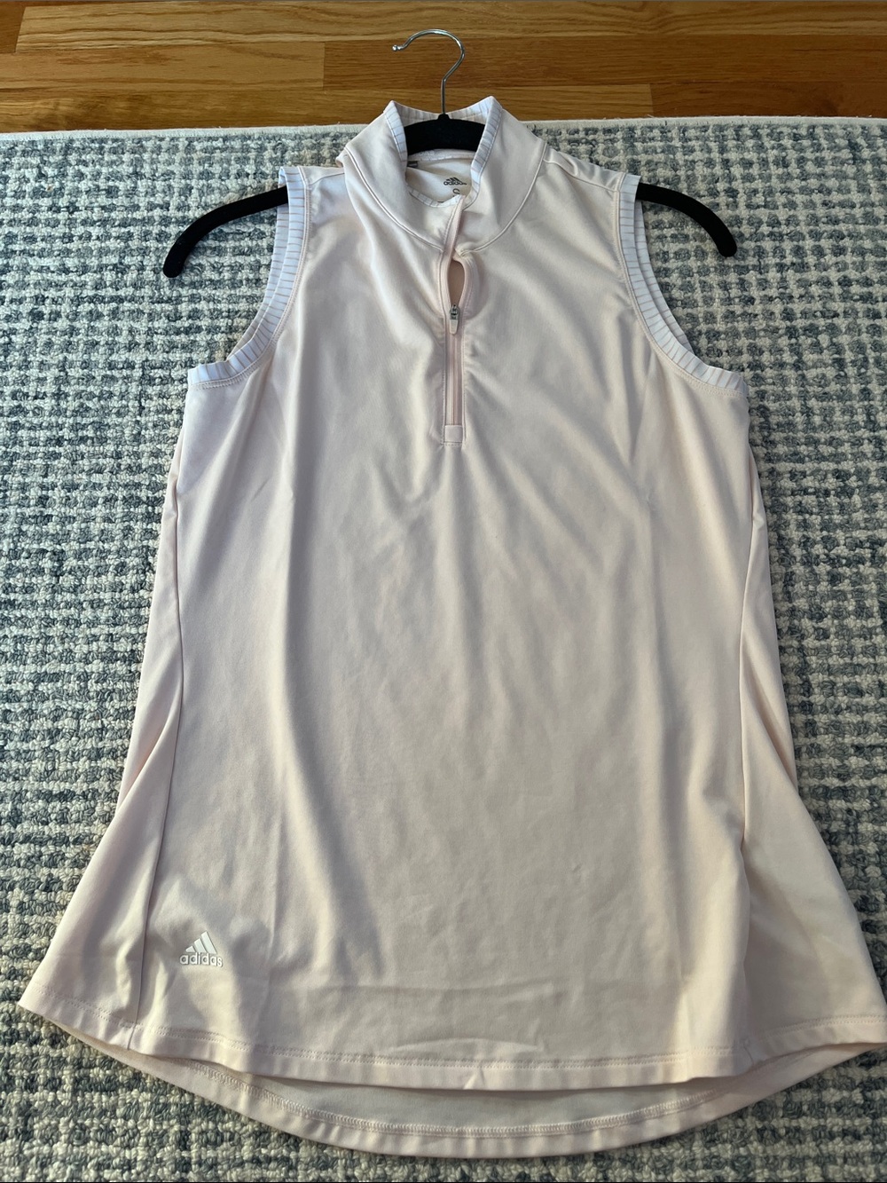 adidas Pale Pink Sleeveless Zip Mock-Neck Golf Tank